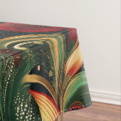 Elegante rode, groene en gouden Abstracte Paisley Tafelkleed (Voorbeeld)