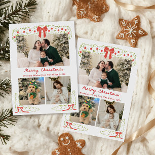 Elegante rode groene kerst foto vakantiekaart feestdagenkaart