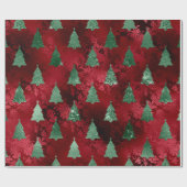 Elegante rode groene kerstbomen Damask Cadeaupapier (Vlak)