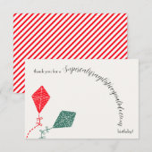 Elegante rode groene vlieger Sky verjaardag Bedankkaart (Voorkant / Achterkant)