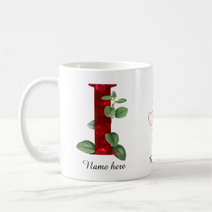 Elegante rode hart bloem letter H begin mok