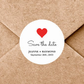 Elegante Rode Hart Schone Bruiloft Bewaar de datum Ronde Sticker