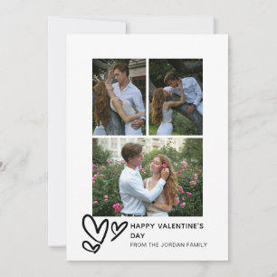 Elegante Rode Harten Gelukkige Valentijnsdag 3 Fot Feestdagenkaart