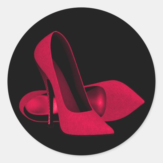 Elegante rode hoge hak schoenstickers ronde sticker (Voorkant)