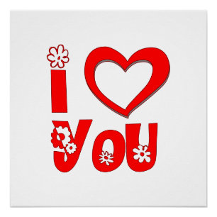 Elegante Rode 'I Love You' Poster Kunstprint Perfect Poster