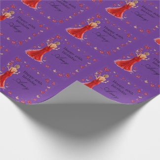 Elegante rode jurk met vlinders voor 40ste verjaar cadeaupapier