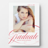 Elegante rode kalligrafie Script Afstuderen Foto Fotoplaat (voorkant)