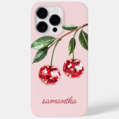 Elegante rode kers gepersonaliseerde scriptnaam ro Case-Mate iPhone case (Achterkant)