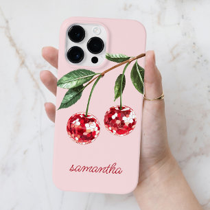 Elegante Rode Kers Persoonlijk Script Naam Roze Case-Mate iPhone 14 Pro Max Hoesje