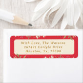 Elegante rode kerst botanische retouradres etiket (Insitu)