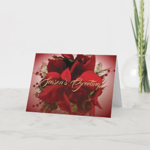 Elegante Rode Kerst Poinsettia Feestdagen Kaart