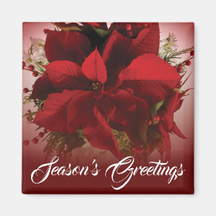 Elegante rode kerst poinsettia magneet