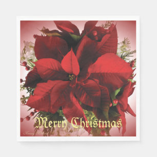 Elegante rode kerst poinsettia servet