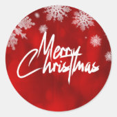 Elegante Rode Kerst sneeuwvlokken Ronde Sticker (Voorkant)