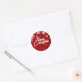 Elegante Rode Kerst sneeuwvlokken Ronde Sticker (Envelop)