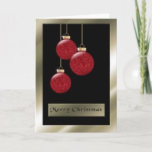 Elegante rode kerstballen met gouden frame feestdagen kaart