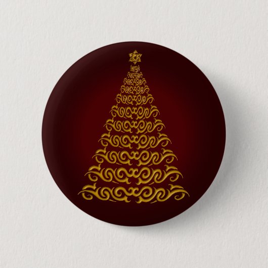 Elegante rode kerstboom Button (Voorkant)
