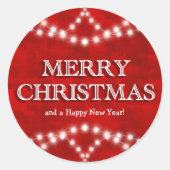 Elegante rode kerstlichtjes  ronde sticker (Voorkant)