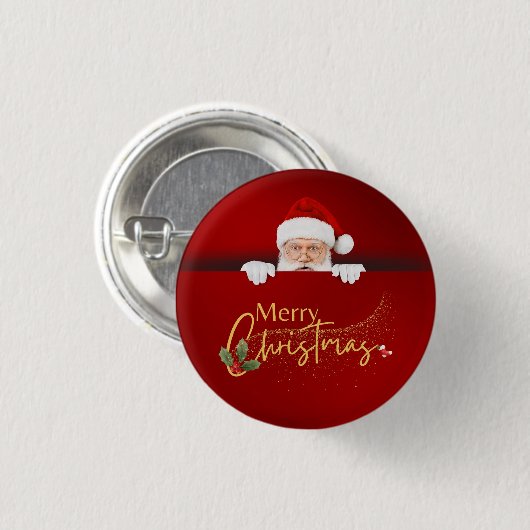 Elegante rode kerstman Vrolijk kerstfeest Ronde Button 3,2 Cm (Voorkant /achterkant)