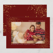 Elegante Rode Kerstmis Gouden Glitters Feestdagenkaart (Voorkant / Achterkant)