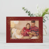 Elegante Rode Kerstmis Gouden Glitters Feestdagenkaart (Staand voorkant)