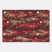 Elegante rode kerstset van 3 inpakpapier vel (Voorkant)