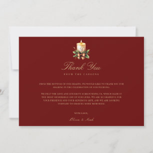 Elegante rode kerstversiering Dank u kaart