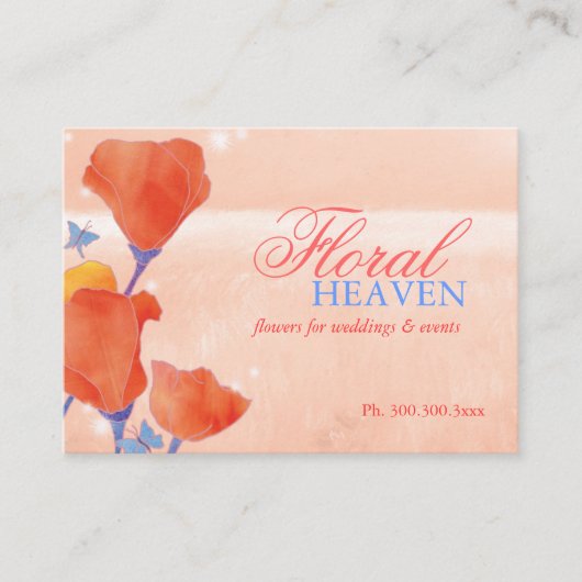 Elegante Rode Klaproos Visitekaartje (Voorkant)