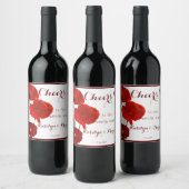 Elegante rode klaprozen wijn etiket (Flessen)