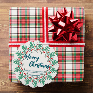 Elegante rode krans Holly bessen vrolijke kerstboo Ornament Kaart