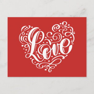 Elegante Rode Liefde Trouw Hart Typografie Harten Briefkaart