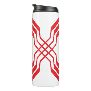 Elegante Rode Lintlijn Letter X Monogram Thermosbeker