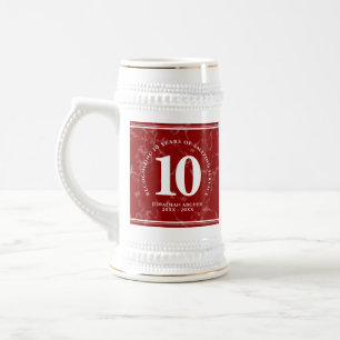 Elegante Rode Marmer 10 Jaar Werkjubileum Bierpul