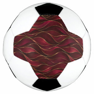 Elegante Rode Marmeren Golven met Gouden Accenten Voetbal