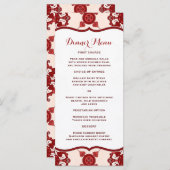 Elegante rode medaillon patroon Slim diner menu (Voorkant / Achterkant)