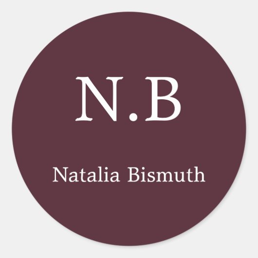 Elegante rode monografie ronde sticker (Voorkant)