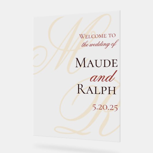 Elegante rode monogram ingang display bruiloft (Hoek)