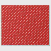 Elegante rode naamtag Cursief kerstscript Cadeaupapier (Vlak)