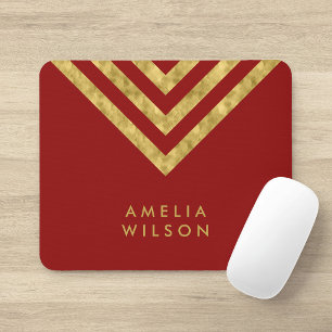 Elegante rode namaak gouden chevron geometrisch muismat