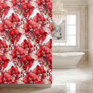 Elegante Rode Orchideeën Gordijn