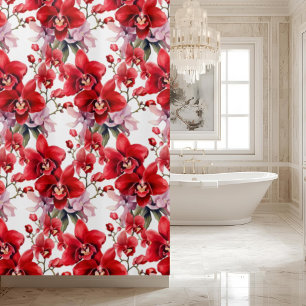 Elegante Rode Orchideeën Gordijn