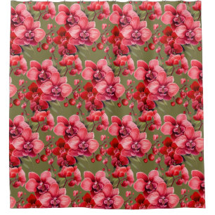 Elegante Rode Orchideeën Gordijn