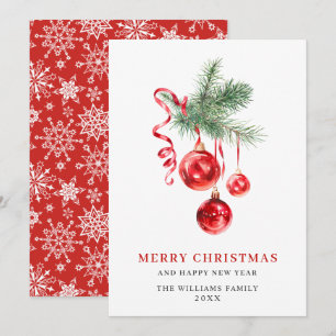Elegante Rode Ornament Merry Christmas Groet Feestdagenkaart