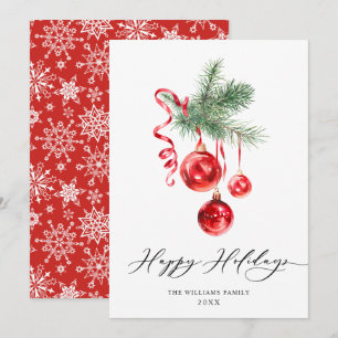 Elegante Rode Ornament Merry Christmas Groet Feestdagenkaart