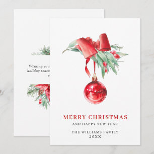 Elegante Rode Ornament Merry Christmas Groet Feestdagenkaart