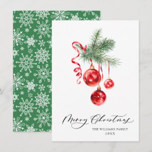 Elegante Rode Ornament Merry Christmas Groet Feestdagenkaart