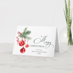 Elegante rode ornament vrolijk kerstfeest groet feestdagen kaart