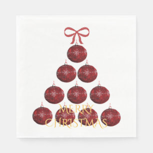 Elegante rode ornamenten kerstboom servet