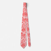 Elegante rode Paisley op witte veranderlijke achte Stropdas (Voorkant)