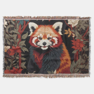 Elegante rode panda William Morris geïnspireerd do Deken